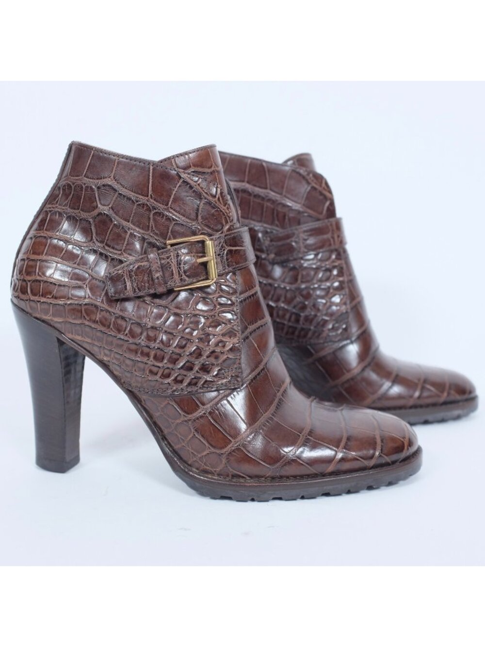 Ralph Lauren Purple Label Collection shoes boots 7 B crocodile alligator brown